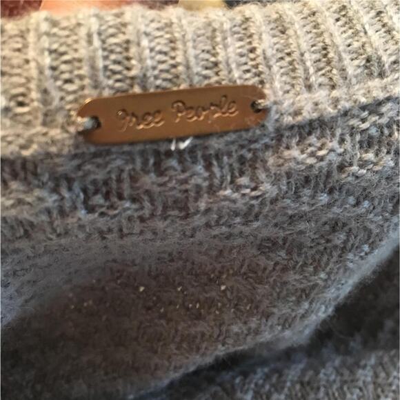 Free People Gray & Blue Fair Isle Pullover Sweater L - Picture 7 of 7